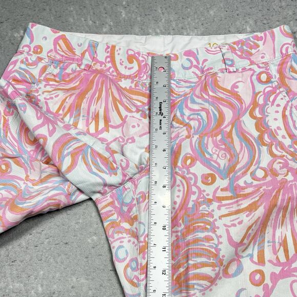 Lily Pulitzer Shorts Womens 10 Pink White Floral Chipper Shorts Pockets 9 in - Picture 9 of 15